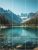 Tile mural of crystal-clear mountain lake with pine trees and snowy peaks – decorative ceramic tile